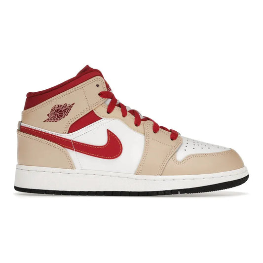 Jordan 1 Mid Light Curry Cardinal